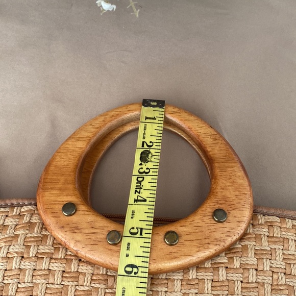 Auth fossil woven straw and leather satchel - Picture 15 of 16